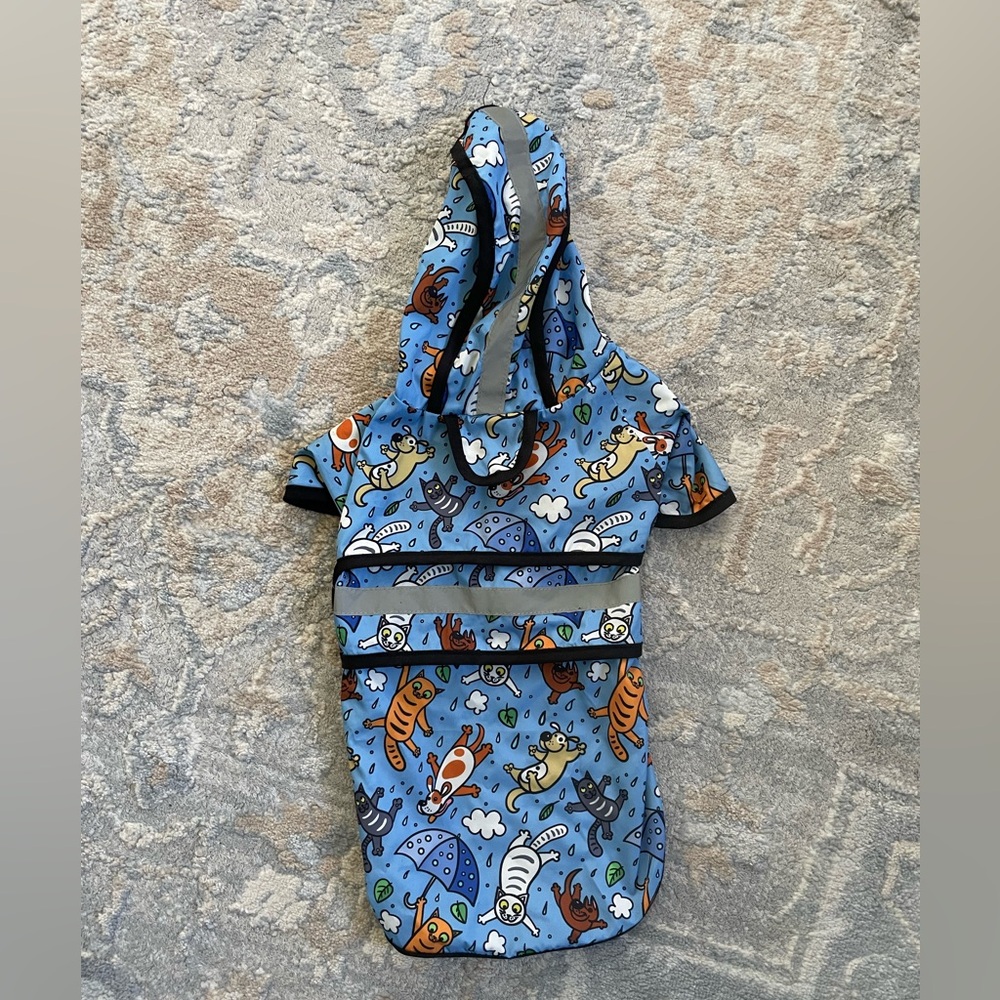 Dog rain coat- medium, raining cats and dogs print
